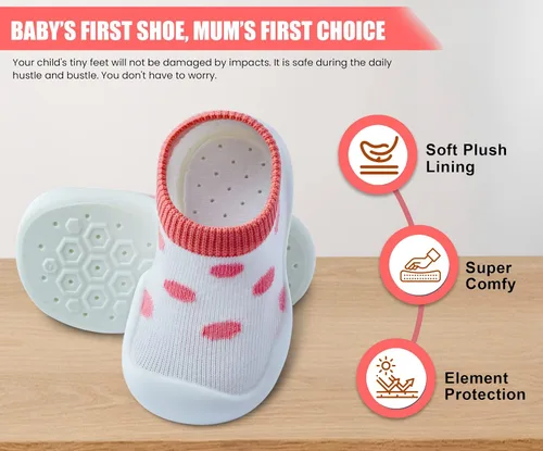 Vista 4 de Baby Shoes Boys Girls First Walking Shoes Non Slip Soft Sole Sneakers Toddler Infant Babygirl Sock Shoes