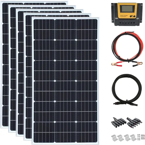 Vista 11 de Kit de panel solar de 100 vatios y 12 voltios, módulo monocristalino, controlador de carga de 10 A para RV, barcos, remolques, cámper, sistema fuera