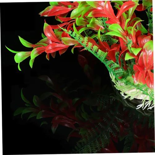 Vista 7 de balacoo Adornos en miniatura Redhood Plantas de acuario de plástico Peces Decoración de acuario Acuario Hierba Plantas Adornos de pecera roja