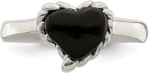 Vista 5 de 925 Sterling Silver Black Onyx Heart Band Ring Love Stone Natural Shell Wood Fine Jewelry For Women Gifts For Her
