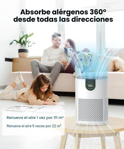 Vista 2 de VEWIOR Paquete de 2 purificadores de aire para el hogar, purificadores de aire para dormitorio, habitación grande de hasta 1200 pies cuadrados