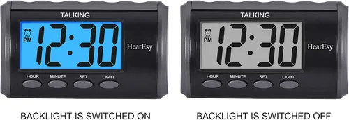 Vista 4 de Reloj despertador parlante para discapacitados visuales – Reloj de escritorio de números grandes – Reloj de día para personas mayores – Reloj