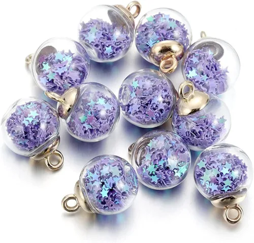 Vista 22 de 10 unids/lote de 0.630 in transparente bola de cristal encantos estrella lentejuelas colgantes para DIY pendientes collar joyería fabricación
