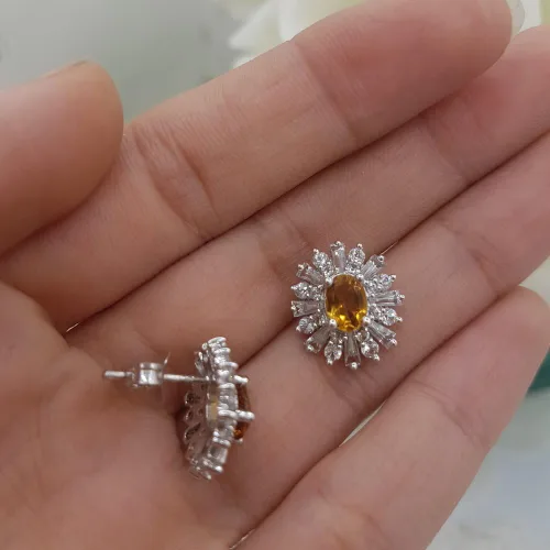 Vista 4 de Plata de ley Ladies Copo de Nieve Style Fashion Stud arete
