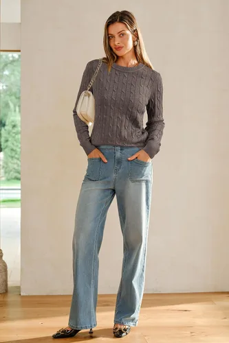 Vista 6 de Arach&Cloz Suéteres de mujer de mezcla de lana con cuello redondo clásico y casual para el otoño