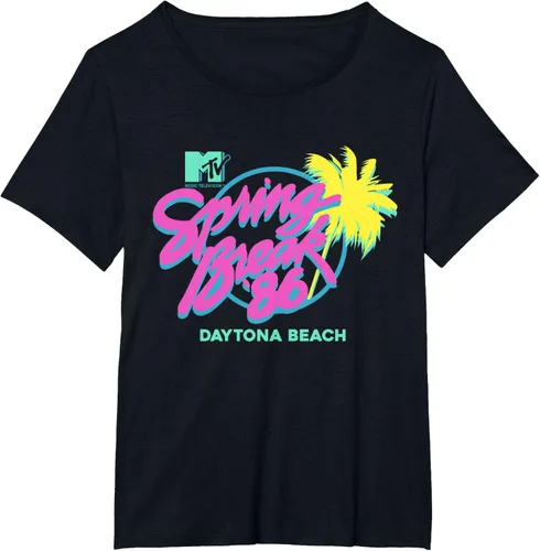 Vista 32 de MTV Camiseta de cuello redondo de ajuste clásico - Spring Break Daytona Beach, negro, adulto, manga corta, algodón y poliéster