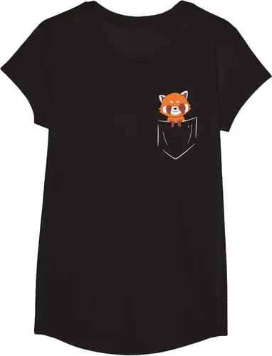 Vista 4 de Funny Red Panda In Pocket - Camiseta con bolsillo, Negro, S