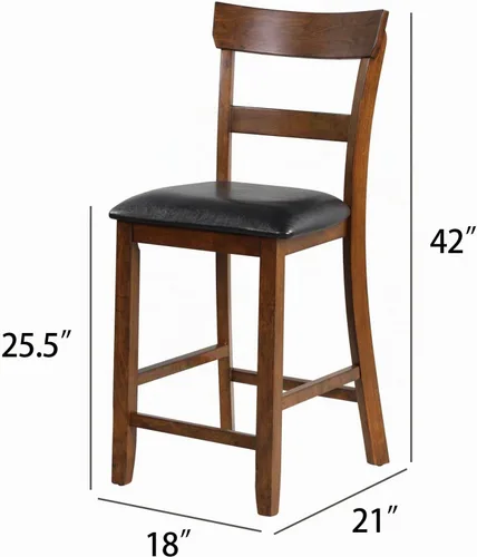 Vista 3 de ERGOMASTER Juego de 2 sillas de comedor, sillas de bar de granja de 25.5 pulgadas, taburetes de bar de madera de goma con respaldos, taburetes