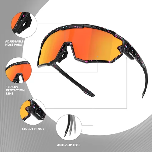 Vista 4 de Gafas polarizadas para niños y jóvenes, gafas de sol de béisbol para adultos, hombres y mujeres, gafas de ciclismo con 3 lentes, pesca, esquí, golf