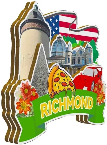 Vista 2 de Richmond Virginia USA - Imán de madera para nevera, monumentos 3D, recuerdos coleccionables, decoración hecha a mano -3255