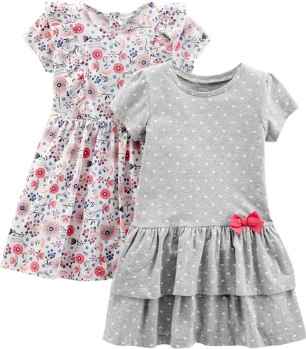 Vista 37 de Simple Joys by Carter's - Conjunto de vestido de manga corta y sin mangas para niña, paquete de 2