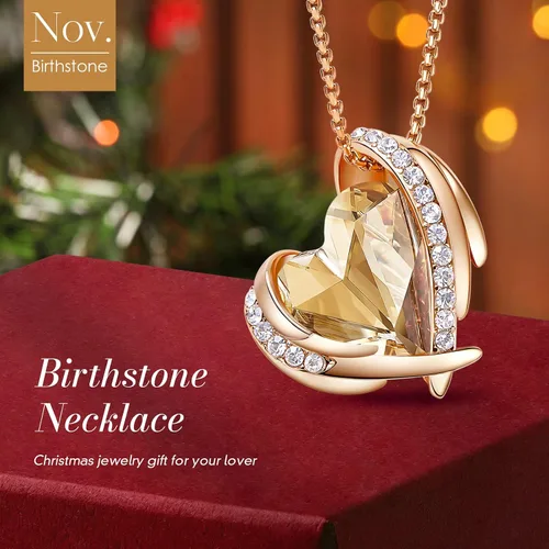 Vista 3 de CDE - Collares con colgante de corazón para mujer, tono de plata y oro rosa, piedra natal para Día de la Madre, San Valentín, cumpleaños