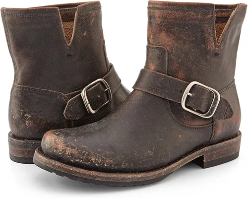 Vista 9 de Frye Veronica Botines para mujer hechos de cuero cepillado de grano completo con herrajes de metal antiguo e impermeables, construcción de ribete