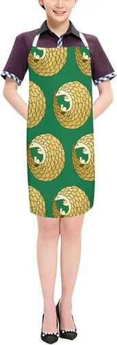 Vista 6 de Funny Pangolin Kitchen Apron with Adjustable Neck Strap Waterproof for Cooking Baking Drawing