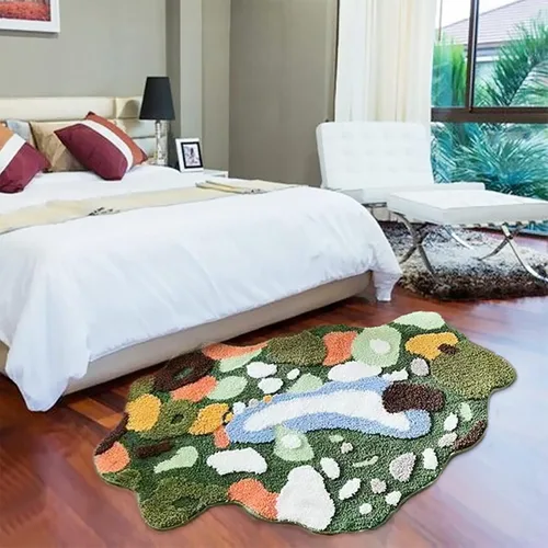 Vista 11 de UKELER ELER - Bonita alfombra de baño Chill Pill, azul, absorbente, antideslizante, lavable, suave, lanuda alfombra de ducha de 27.5 x 15.5 pulgadas