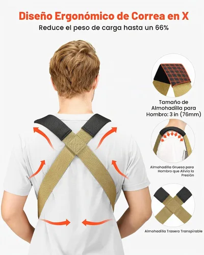 Vista 3 de VEVOR - Correas de mudanza, sistema de elevación para 2 personas con 2 correas de arnés, 2 de carga y 1 manual, correas ajustables para elevar