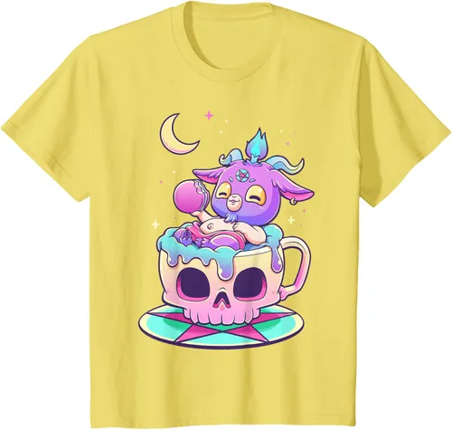 Vista 87 de Kawaii Pastel Goth Cute espeluznante Pentáculo Baphomet - Camiseta de cabra, Negro