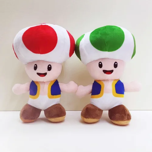Vista 3 de YoCosii Peluche de sapo verde de hongo, posición de pie, muñeco de juguete de peluche de 8 pulgadas