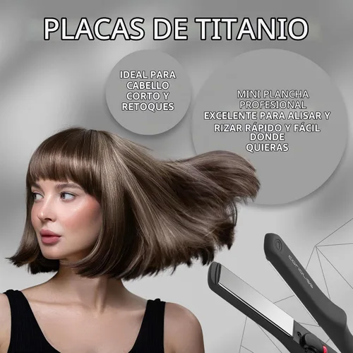 Vista 3 de CORIOLISS C Trip Mini Alisadores de cabello para mujer Titanio Plancha plana Profesional con control de temperatura (negro suave al tacto)