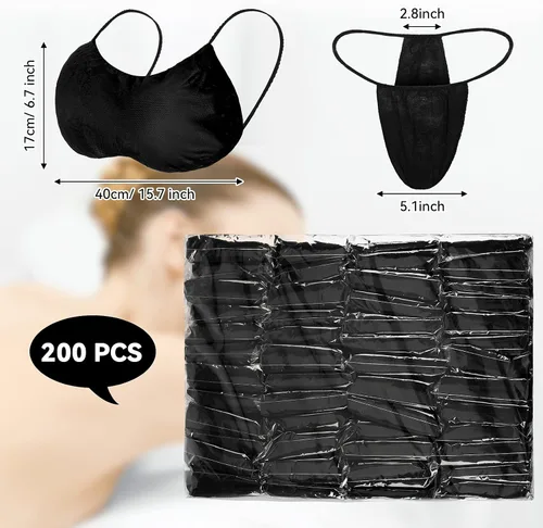 Vista 2 de SATINIOR Juego de 200 piezas de ropa interior y braga desechables para mujer, tangas de belleza, desechables, para spa, salón, ropa