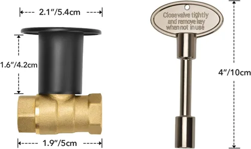 Vista 2 de Skyflame Kit de válvula de llave de gas recta de 1/2 pulgada para chimenea con brida con llave de 3 pulgadas y llave de 12 pulgadas