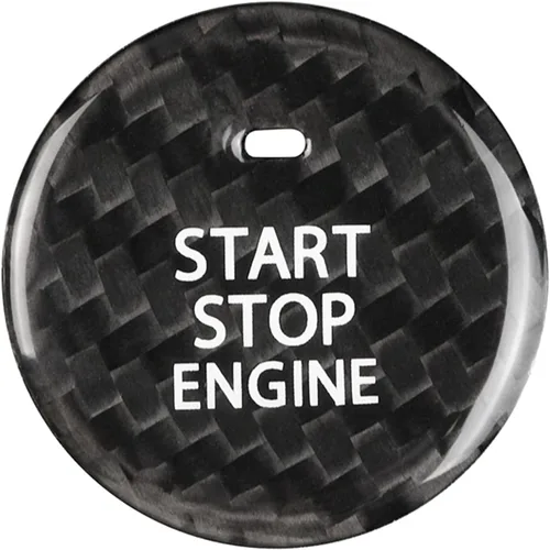 Vista 2 de Etiqueta engomada del interruptor de arranque de encendido negro para Mazda 3 Axela CX-30 EV Start Stop Motor Botón Cubierta de carbono genuino