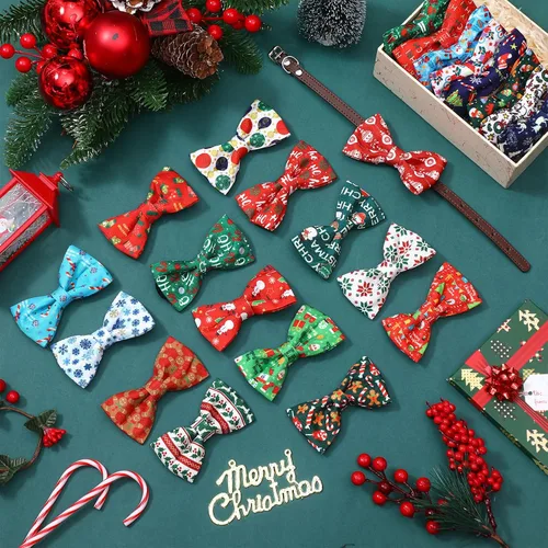 Vista 5 de Talltalk 30 Piezas de Corbatines para Perro, Lazos para Perro a Granel, Accesorios Festivos para Perro, Adornos para Collares Desmontables, Lazos