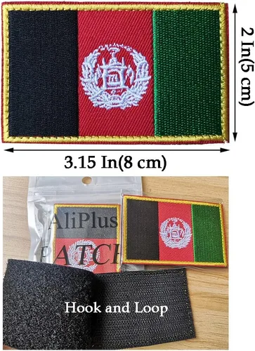 Vista 3 de 2 unidades AliPlus Parches de bandera de Afganistán bordados, parches tácticos militares de moral con gancho y bucle