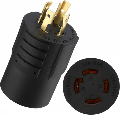 Vista 21 de Kanayu NEMA TT-30P a L14-30R Adaptador de interruptor de transferencia de Amarillo