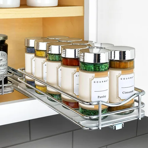 Vista 20 de LYNK PROFESSIONAL® Organizador de especiero extraíble para el interior de armarios de cocina - 4-3/8 pulgadas de ancho - Cajón deslizable - Estantes