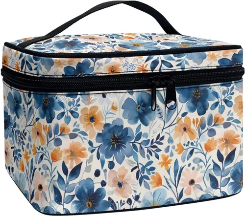 Vista 31 de doginthehole Bolsa de maquillaje, bolsa de cosméticos de viaje, bolsa de aseo portátil grande, organizador de accesorios para mujeres y niñas