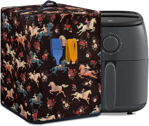 Vista 34 de Freidora de aire de mármol negro, cubierta resistente a las manchas, ligera y antihuellas dactilares, con bolsillo y asa, apta para freidora de aire