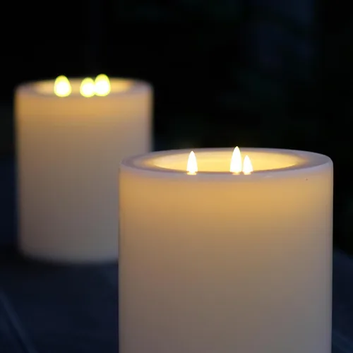 Vista 6 de Velas grandes sin llama XL para exteriores de 6.45" x 11" con control remoto. Impermeables y resistentes a la lluvia, LED que funcionan