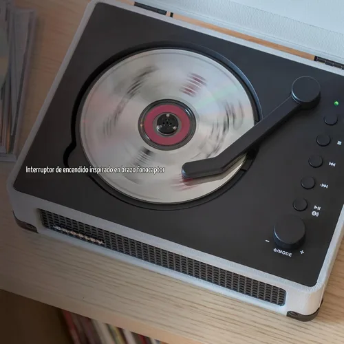 Vista 2 de Crosley CR3505DP-WF Reproductor de CD Cruiser, granja blanca Casa de campo blanca