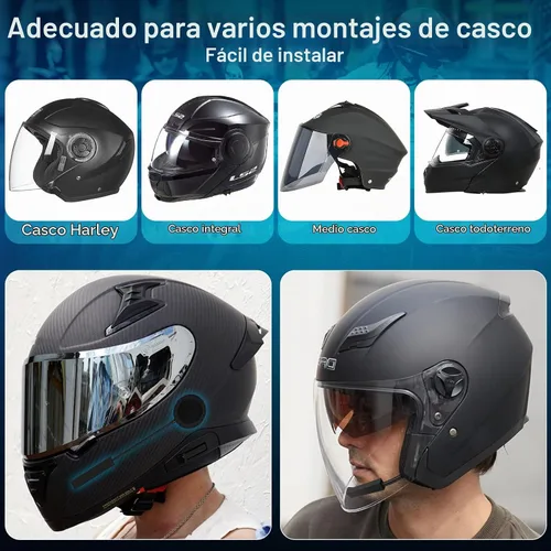 Vista 6 de MAXTO Auriculares Bluetooth para casco de motocicleta,BT5.3 EDR,Altavoz