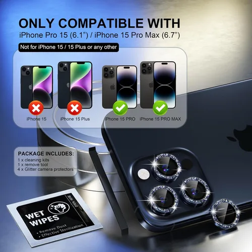 Vista 400 de Choiche Compatible para iPhone 16 Pro/iPhone 16 Pro Max Protector de Lente de Cámara, Vidrio Templado 9H Protector de Pantalla de Cubierta de Cámara