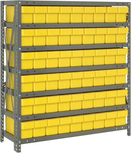 Vista 616 de Quantum QSBU-245BK Heavy Duty Shelving Unit with (7) Shelves and (24) QUS245 Black Bins for Garage Warehouse Storage Distribution 400 lb Load