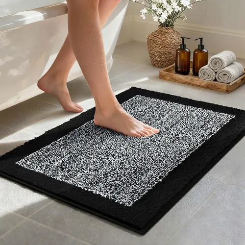 Vista 39 de Alfombras de baño de 17 x 24 pulgadas, antideslizantes, lavables, color gris, para bañera, tapete de baño para baño, tapete suave y absorbente