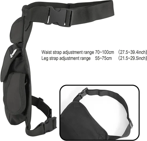 Vista 6 de YANHETTA - Riñonera de lona de alta calidad - Alforjas de motocicleta multifuncionales para hombres y mujeres - Correas ajustables en la cintura