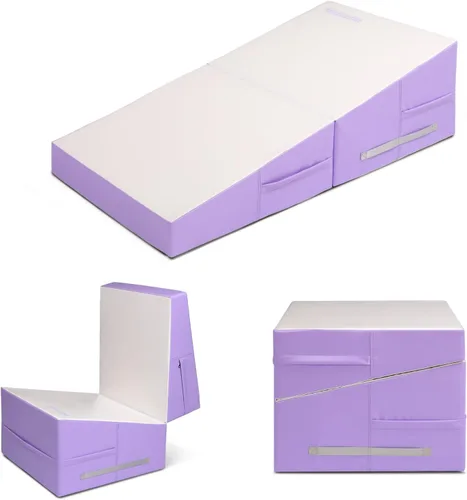Vista 9 de Matladin Incline - Tapete de gimnasia con cuña de queso, 48 x 24 x 14 pulgadas, plegable, para niños y niñas, entrenamiento en casa