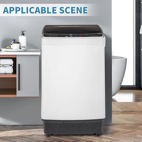 Vista 4 de Lavadora portátil de 17.8 libras, máquina de lavandería eléctrica completamente automática con tambor de acero inoxidable, lavadora compacta