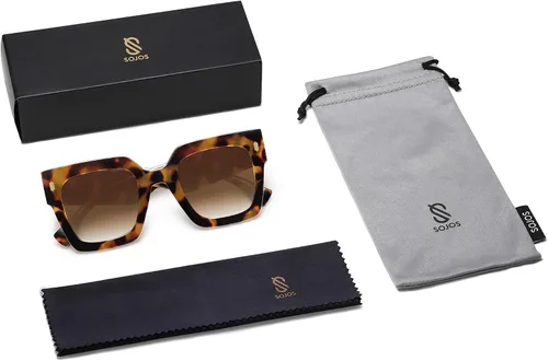 Vista 34 de SOJOS Gafas de sol cuadradas vintage de gran tamaño para mujer, estilo retro, de lujo, grandes, UV400 SJ2194