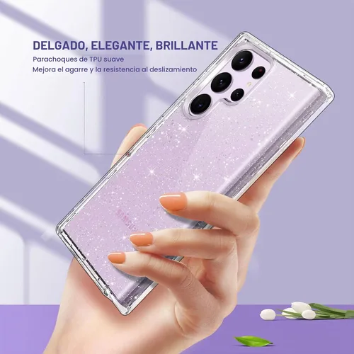 Vista 8 de ULAK Compatible con Funda para Samsung Galaxy S23 Ultra 5G, Resistente de Servicio Pesado a Prueba de Golpes Híbrida Parachoques de TPU Suave Brillo