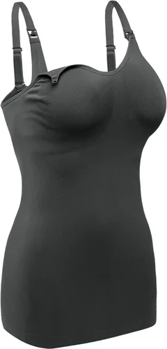 Vista 3 de Camisetas sin mangas de maternidad para mujer con brasier integrado para lactancia materna, paquete de 4