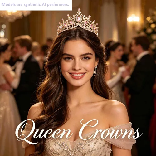 Vista 3 de Kamirola Corona de Reina Barroca, Corona Nupcial de Boda con Diamantes de Imitación y Tiaras Diadema de Cristal Para Cumpleaños Baile de Graduación