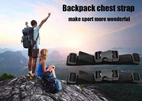 Vista 6 de Correa de pecho para mochila, 2 juegos de correas de esternón para mochilas, accesorios para mochila al aire libre para viajes Negro