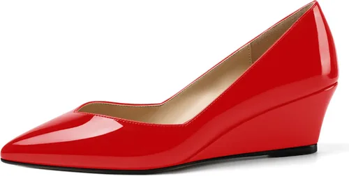 Vista 2 de NUMALEO Zapatos de tacón bajo de cuña sólida para mujer, con puntera puntiaguda, de 2 pulgadas