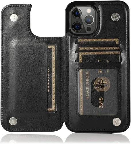 Vista 5 de Asuwish compatible con iPhone 12 Pro Max caso 6.7 protector de pantalla de vidrio templado titular de la tarjeta de la cubierta de la cartera Flip