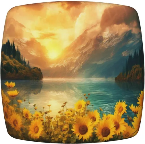 Vista 20 de Fundas de asiento cuadradas para silla de comedor con girasoles azules vintage, de 16.9 pulgadas, dos piezas, funda de cojín elástica ajustable