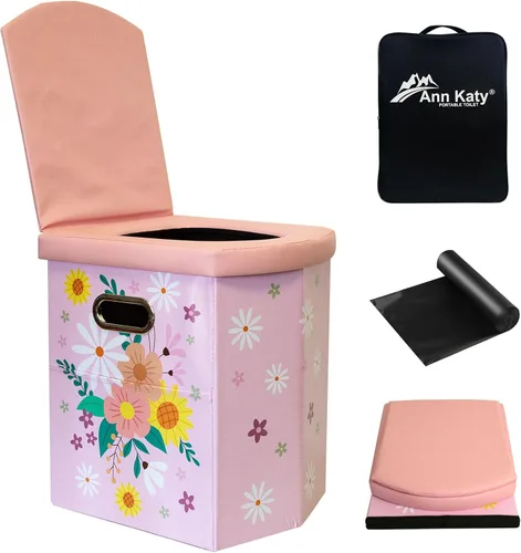 Vista 11 de Ann Katy Inodoro portátil XL mejorado, para adultos y niños, extragrande, de viaje, alto, con tapa, orinal compacto para automóvil, senderismo